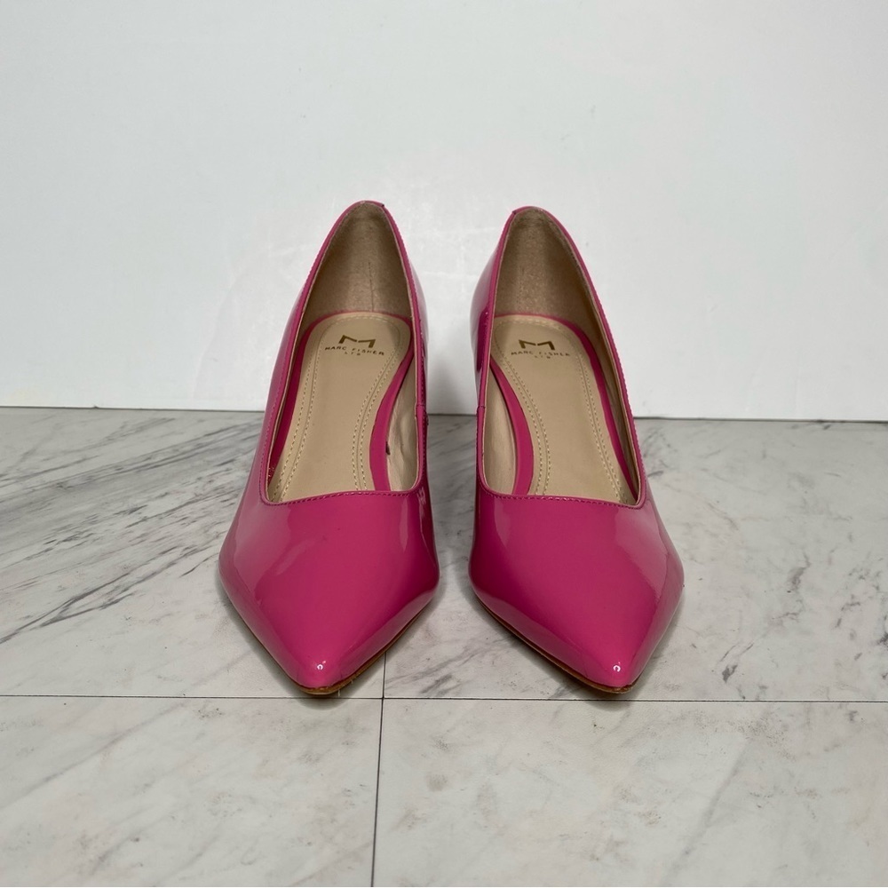 New! Marc Fisher Zala Pink Patent Leather Pointy Toe Pump 5M - Picture 2 of 14